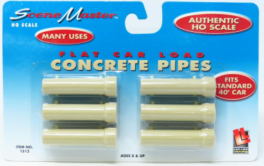Scene Master 1512 HO Flat Car Load Concrete Pipes