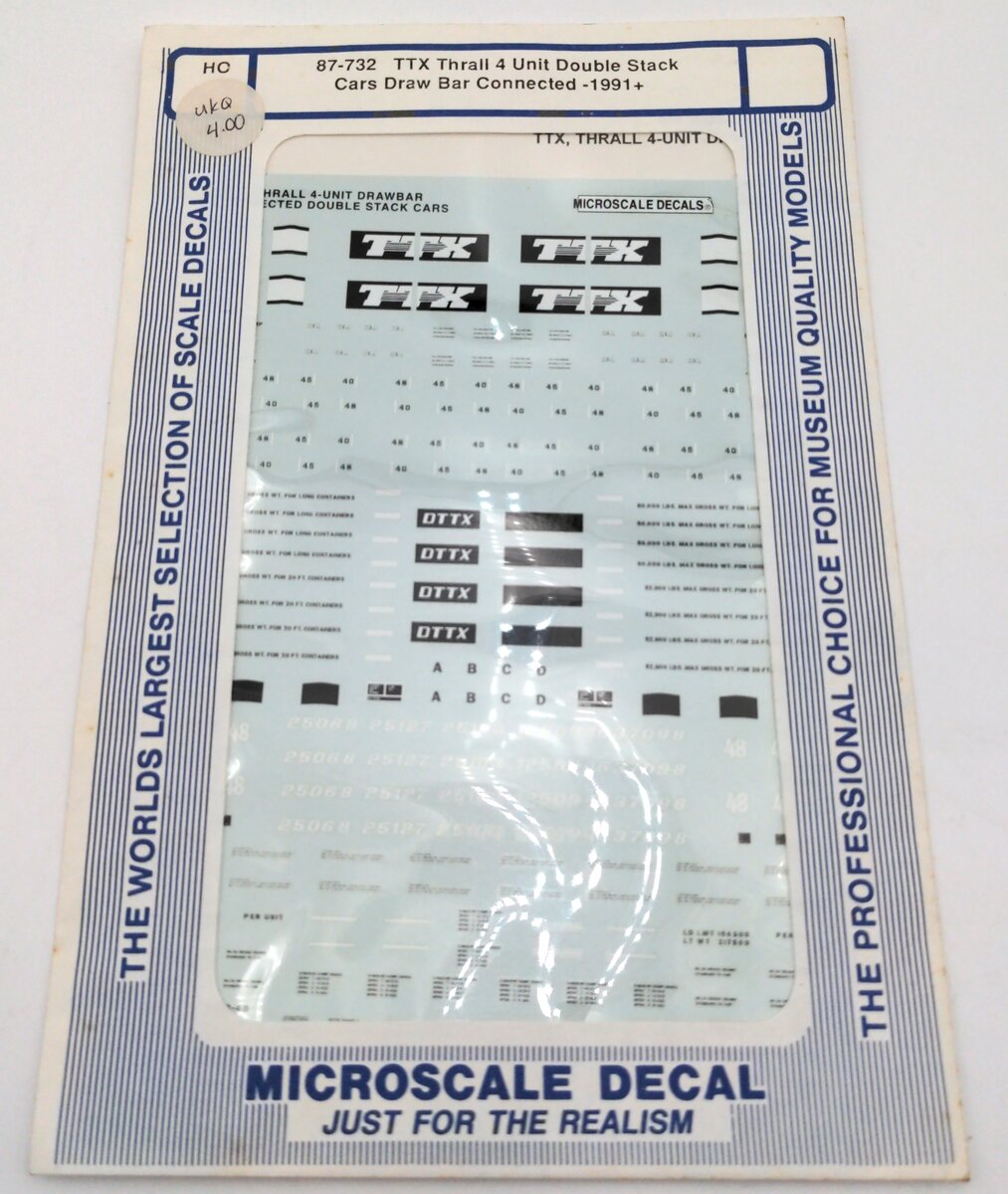 Microscale 87-732 HO TTX 4 Unit Double Stack Cars Draw Bar Connected-1991+