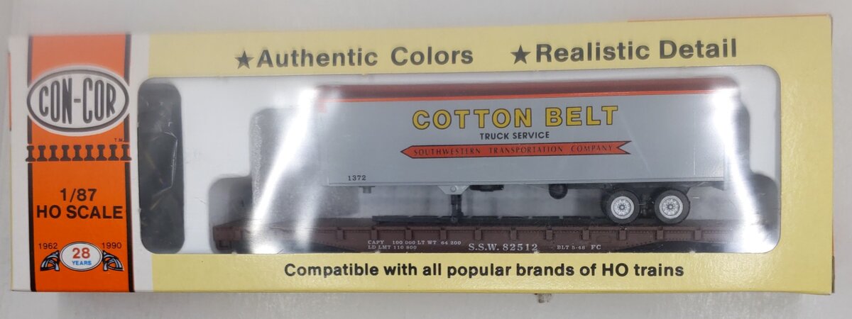 Con-Cor 0001-009189-2 HO Scale 54' TOFC Kit Cotton Belt Gray/Orange Trailer