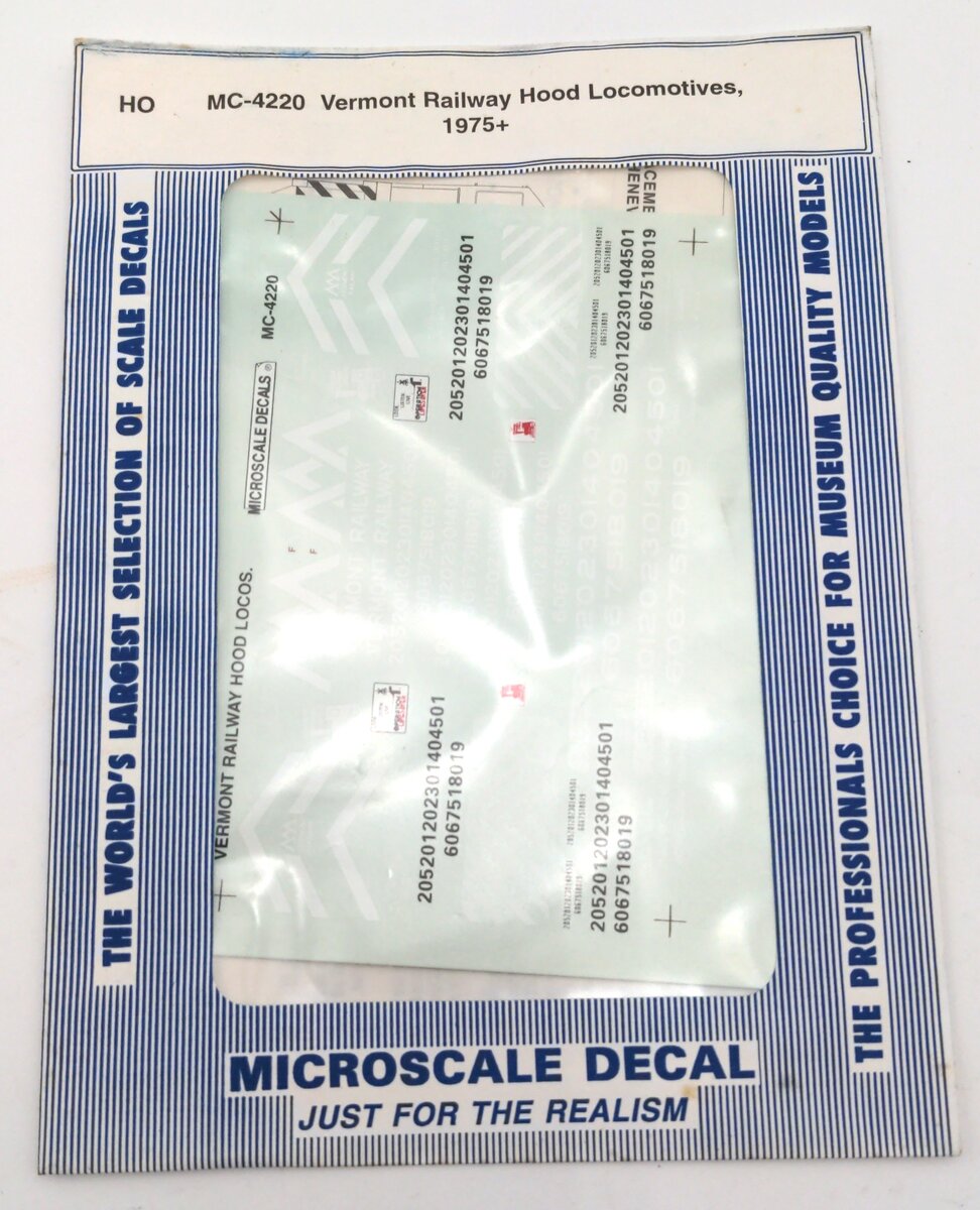 Microscale MC-4220 Vermont Railway Hood Locomotives 1975+ Decal Sheet