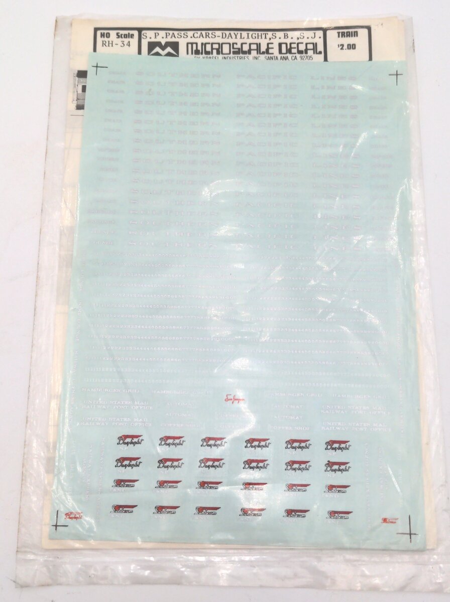 Microscale RH-34 S.P. Pass Cars-Daylight, S.B., S.J.