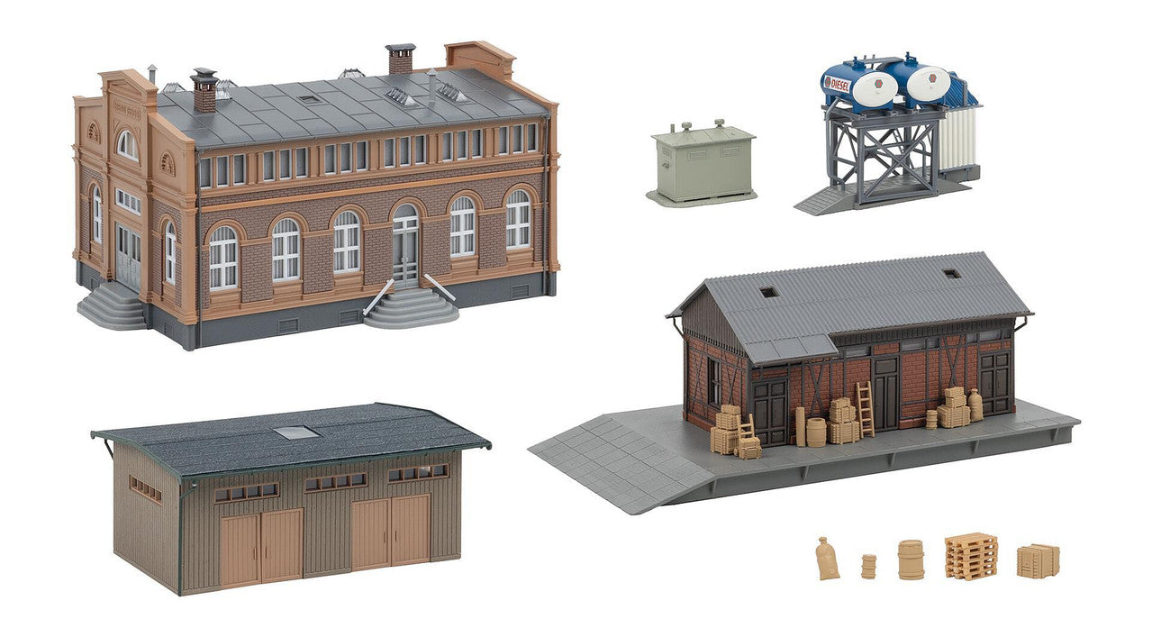 鉄道施設４点セット(faller HO 71) Faller 190088 HO Goods Handling Promotional-Set Building Kit – Trainz