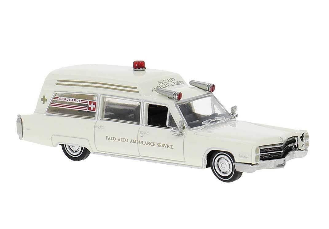 Brekina Automodelle 19778 HO Palo Alto Ambulance 1966 Cadillac Meteor Ambulance
