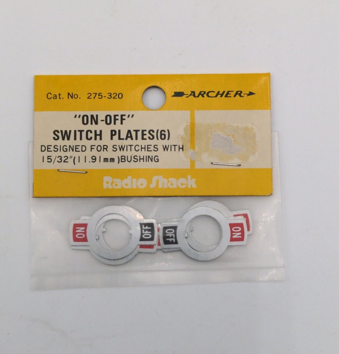 Archer 275-320 ON-OFF Switch Plates Fit 15/32" 11.9mm Bushing