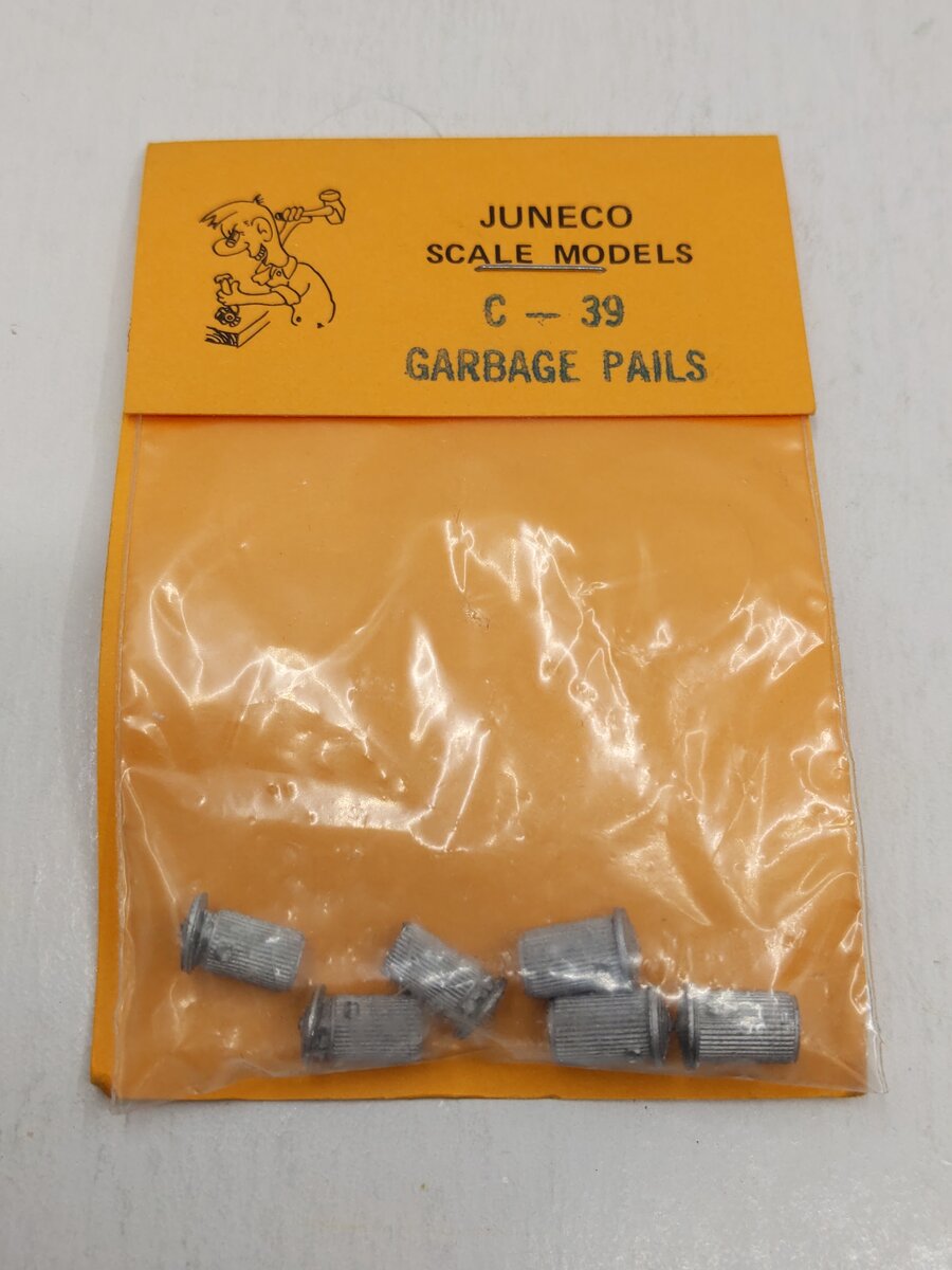 Juneco Scale Models C-39 HO Scale Metal Casting Garbage Pails (Pack of 6)