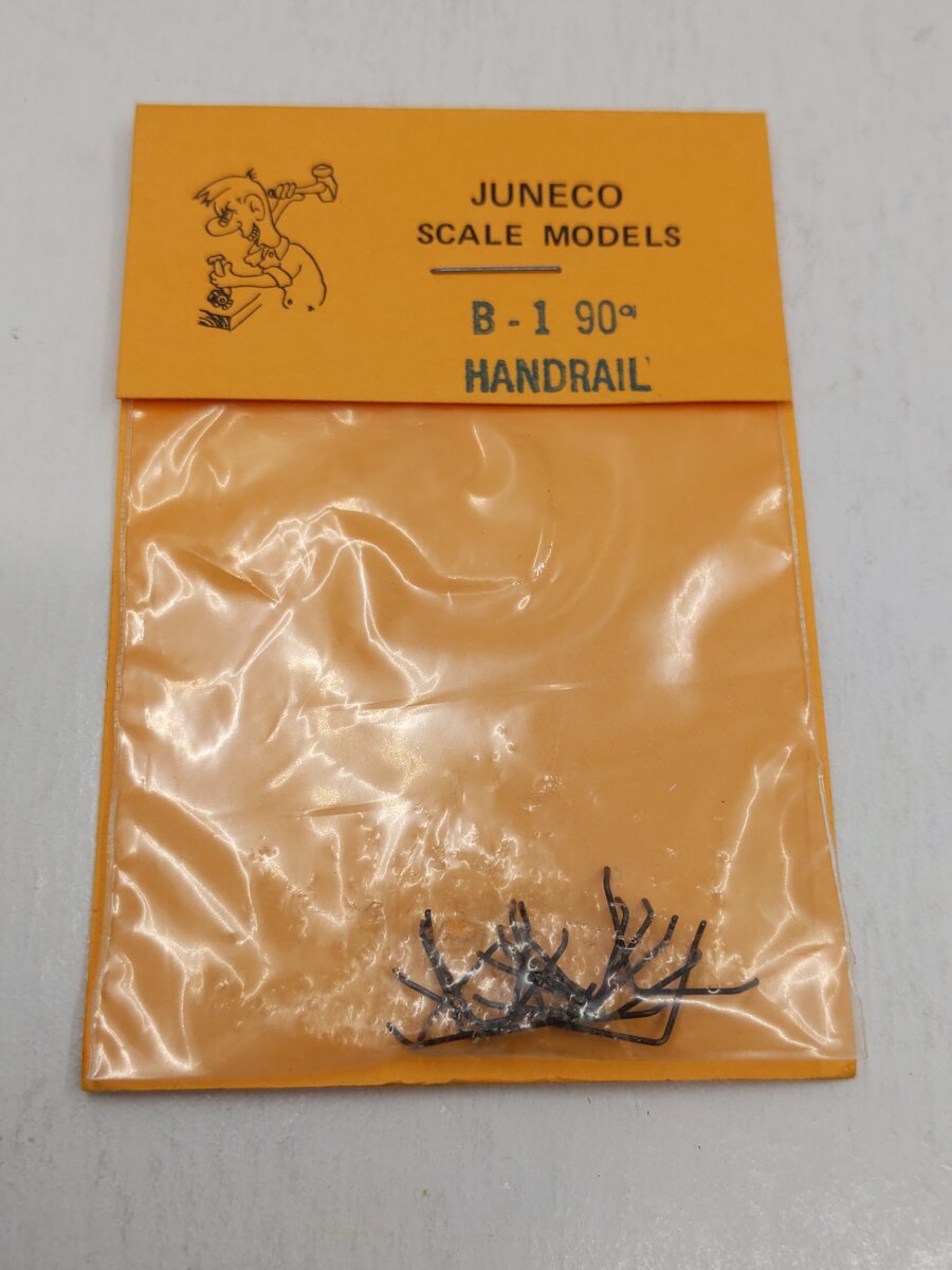 Juneco Scale Models B-1 HO Scale Metal Casting 90 Degree Handrail (Pack of 10)