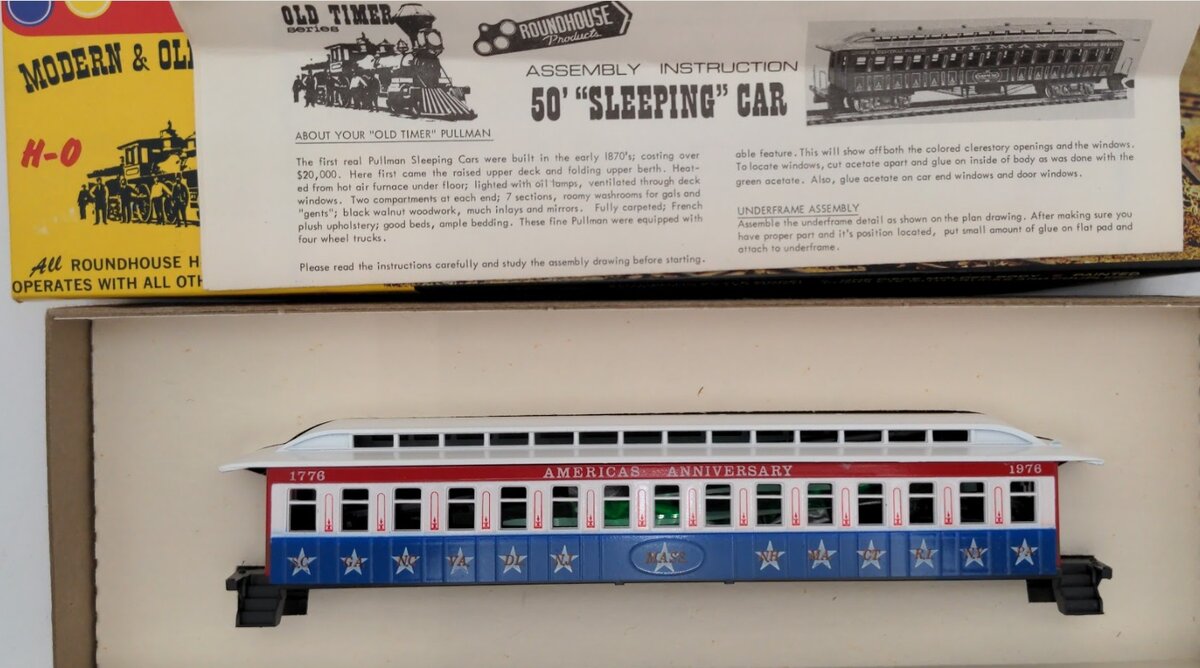 Roundhouse 5000 HO Bicentennial 1776-1976 Americas Anniversary Passenger Car Kit