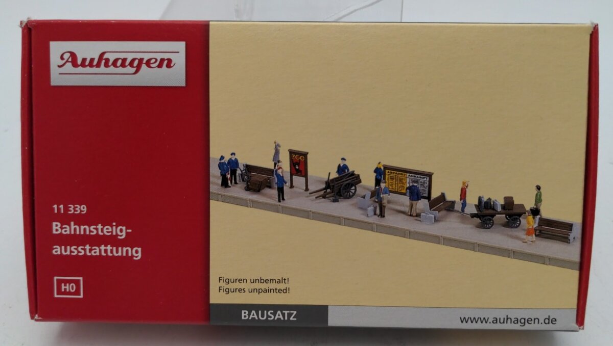 Auhagen 11 339 HO Scale Train Station Platform With People Kit