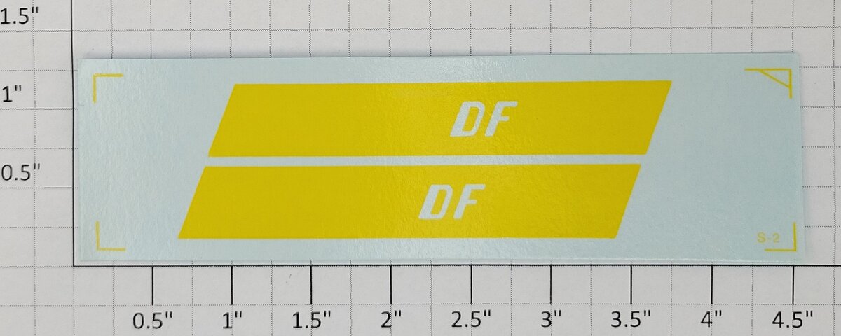 American Flyer WS-DF Yellow "DF" Water Soluble Decal (Set of 2)