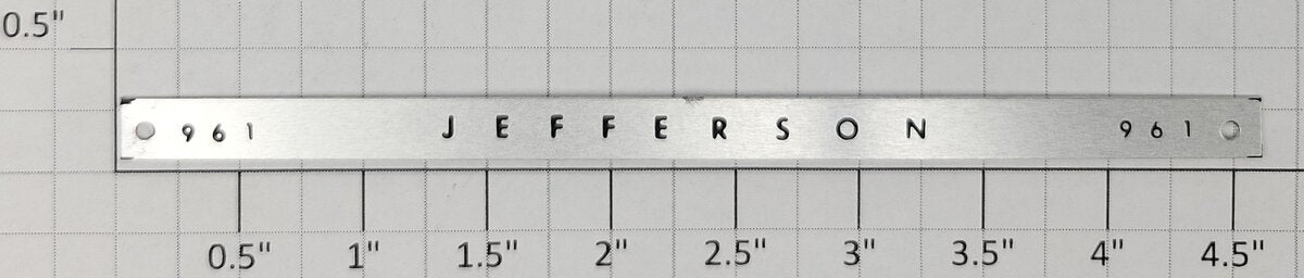American Flyer 961-1 S Scale Passenger Car "961 Jefferson" Nameplate