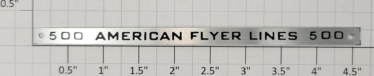 American Flyer AFL500 S Scale Passenger Car "500 American Flyer Lines" Nameplate