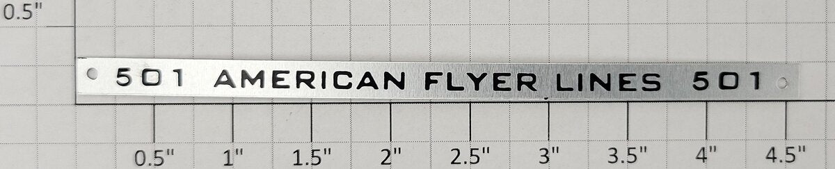 American Flyer AFL501 S Scale Passenger Car "501 American Flyer Lines" Nameplate