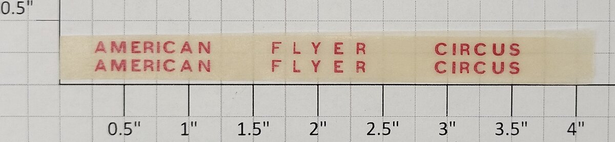 American Flyer TRS0774 Red "American Flyer Circus" Dry Transfer Decal Set