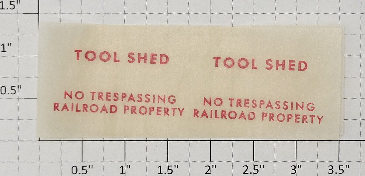 American Flyer TRS0797 Red "Tool Shed" Dry Transfer Decal Set