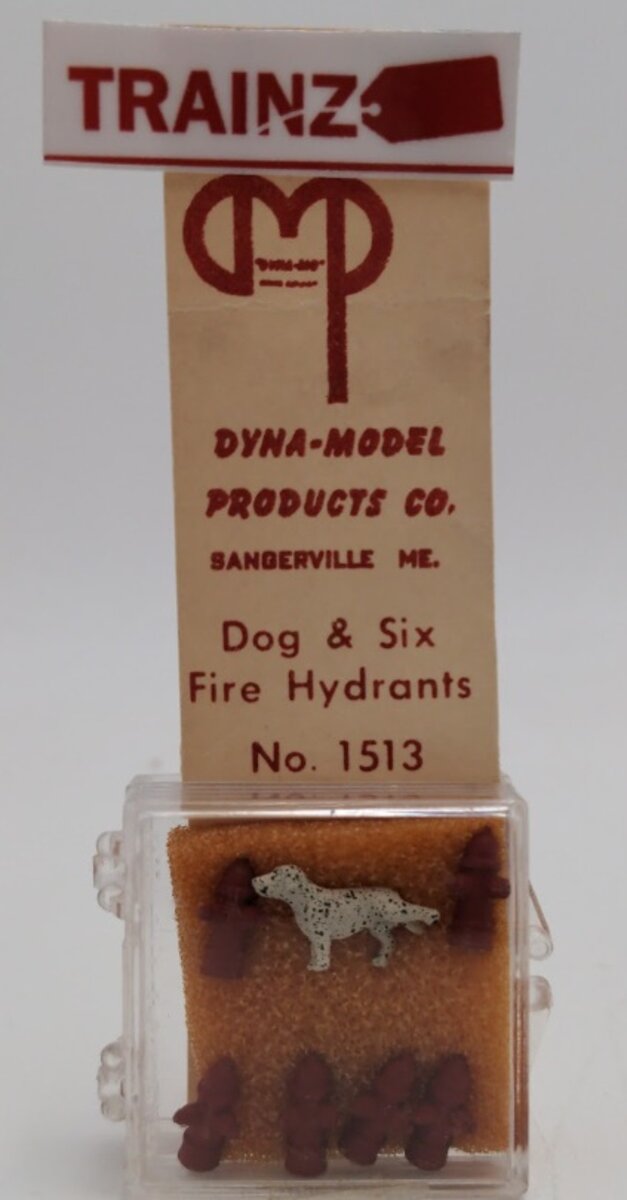 Dyna-Model 1513 HO Scale One Dog & Six Hydrants Painted Metal Figures