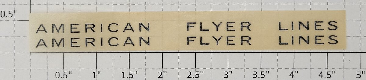 American Flyer TRS0802 Black "American Flyer Lines" Dry Transfer Decal Set