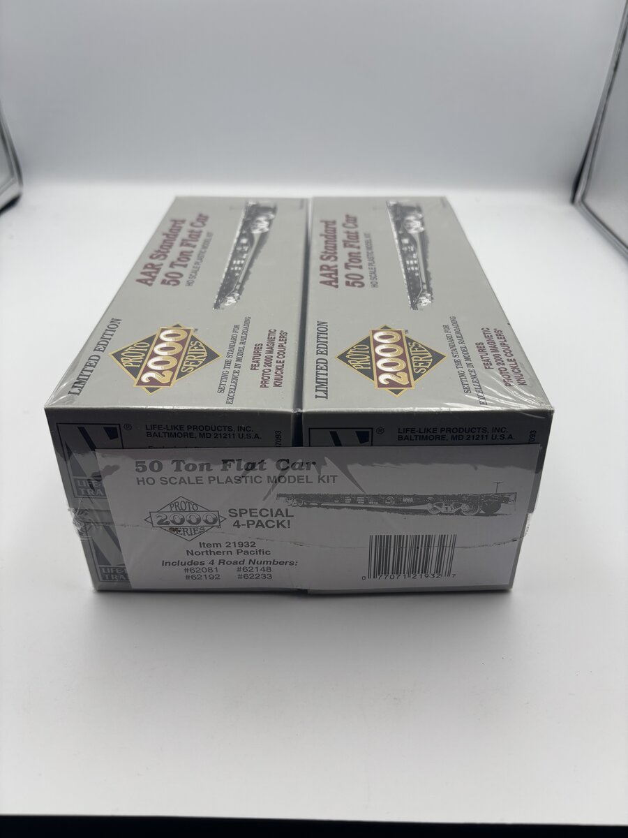 Proto 2000 21932 HO 50 Ton Flat Car Plastic Model Kit (Pack of 4)