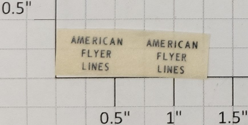 American Flyer TRS0819 Black "American Flyer Lines" Dry Transfer Decal Set