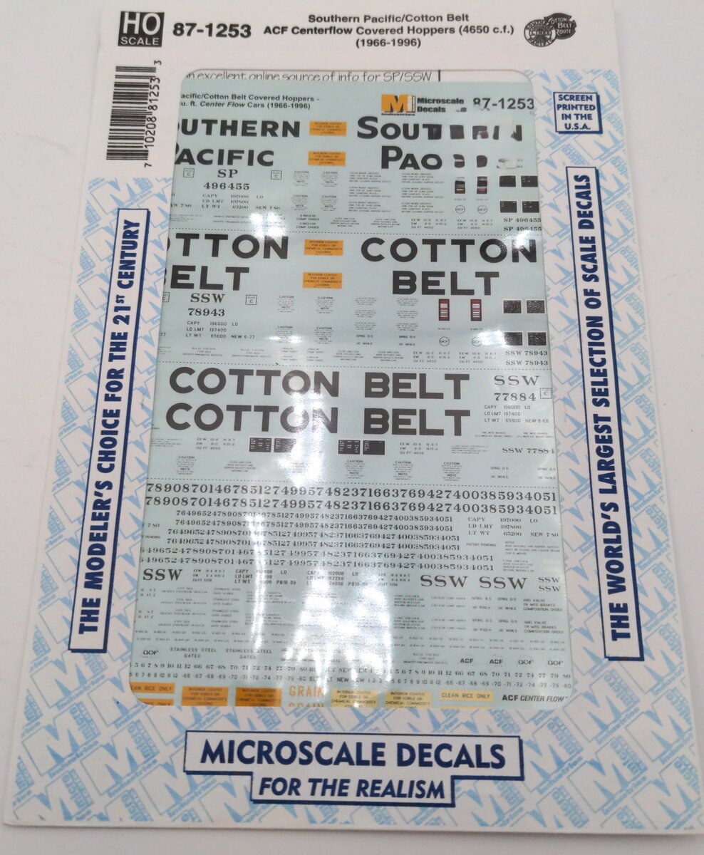 Microscale 87-1253 Southern Pacific/Cotton Belt ACF Centerflow Covered Hoppers