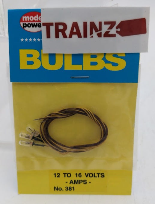 Model Power 381 12-16 Volt Amps Clear GOW Light Bulb With Wire (Pack of 3)