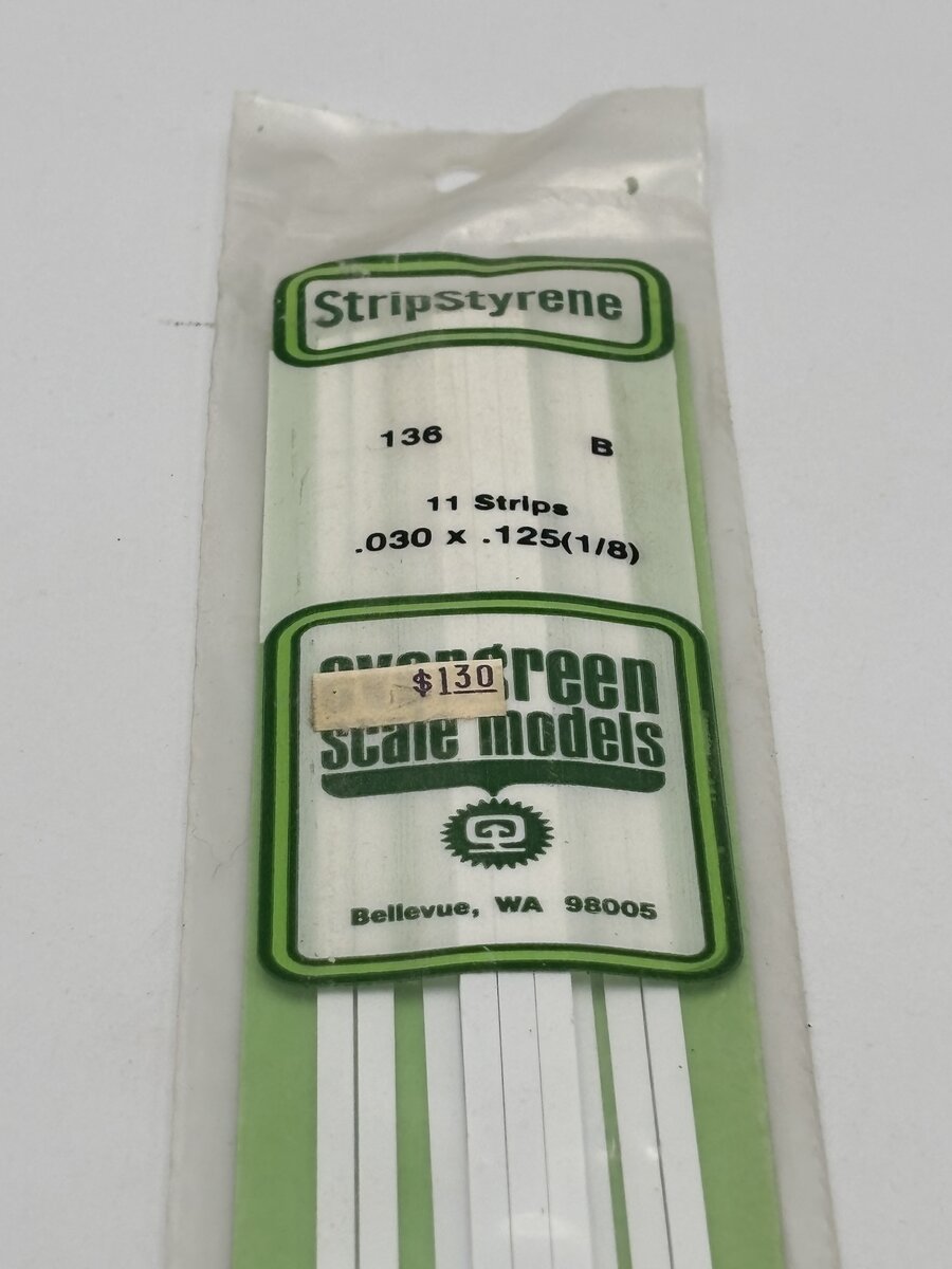 Evergreen Scale Models 136 .030" x .125" x 14" Polystyrene Strips (Pack of 11)