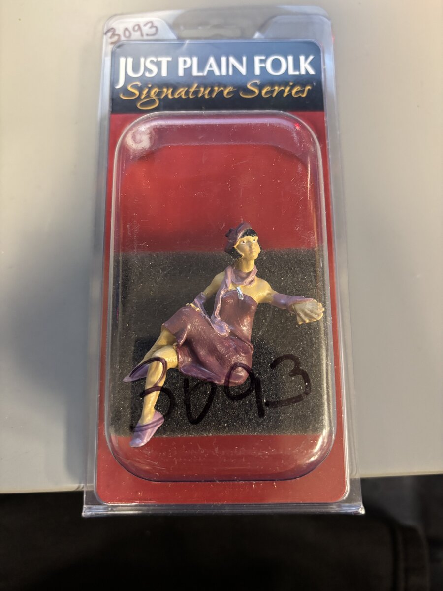 Just Plain Folk 3093 G Scale Train Figure Saloon lady sitting looking up