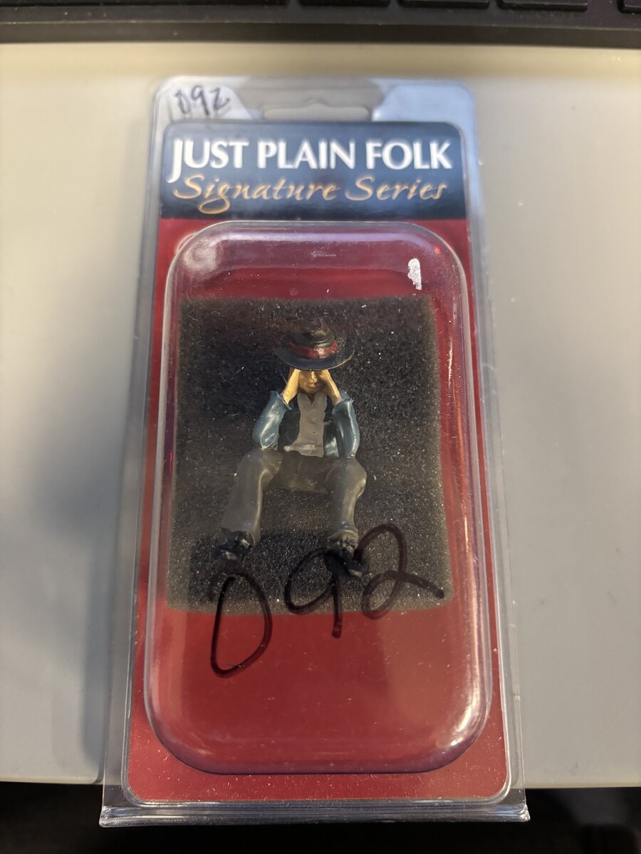 Just Plain Folk 1092 G-Scale Train Figure Man sitting hobo hands on chin