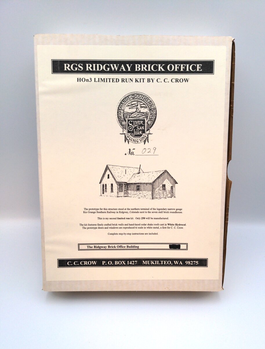 C. C. Crow 029 HOn3 RGS Ridgway Brick Office Limited Run Building Kit