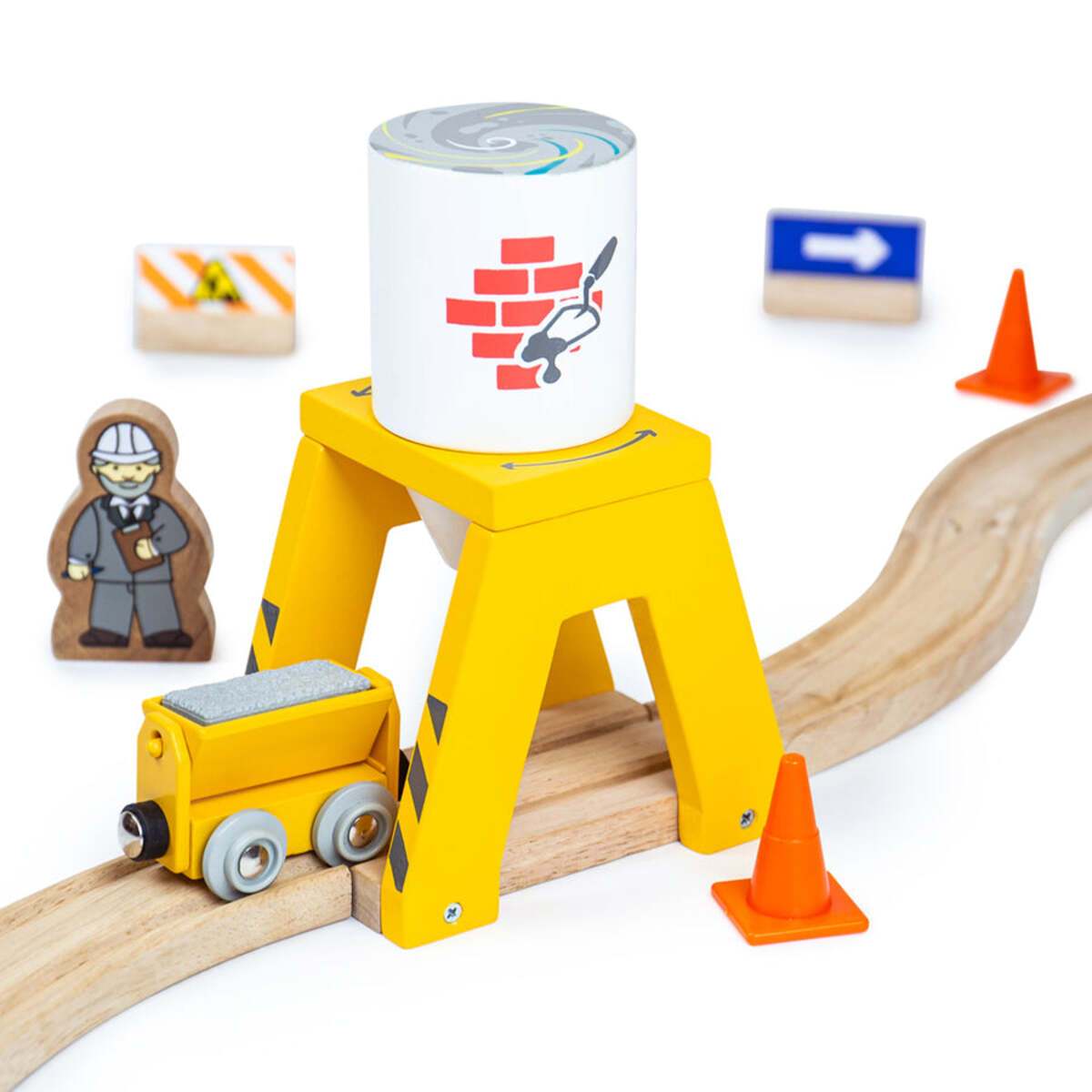 Big Jig Rails BJT280 Wooden Train Cement Silo Building Set