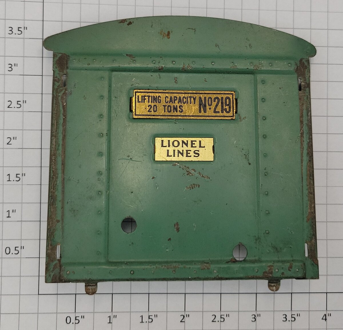 Lionel 219-64 Green 219 Derrick Crane Cab Rear Panel with Nameplates