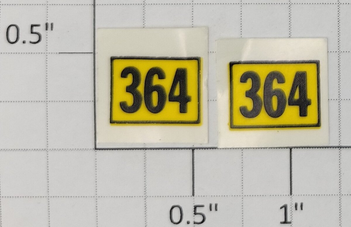 American Flyer ST-364 Yellow and Black "364" Sticker Decal (Set of 2)