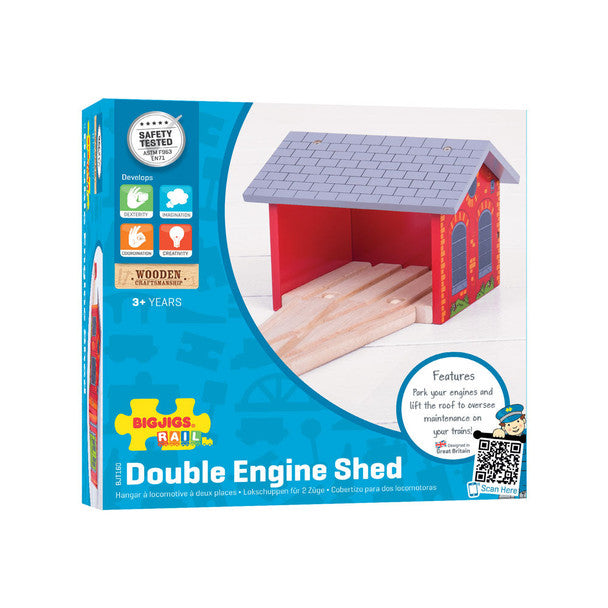 Big Jig Rails BJT160 Wooden Train Double Engine Shed Building