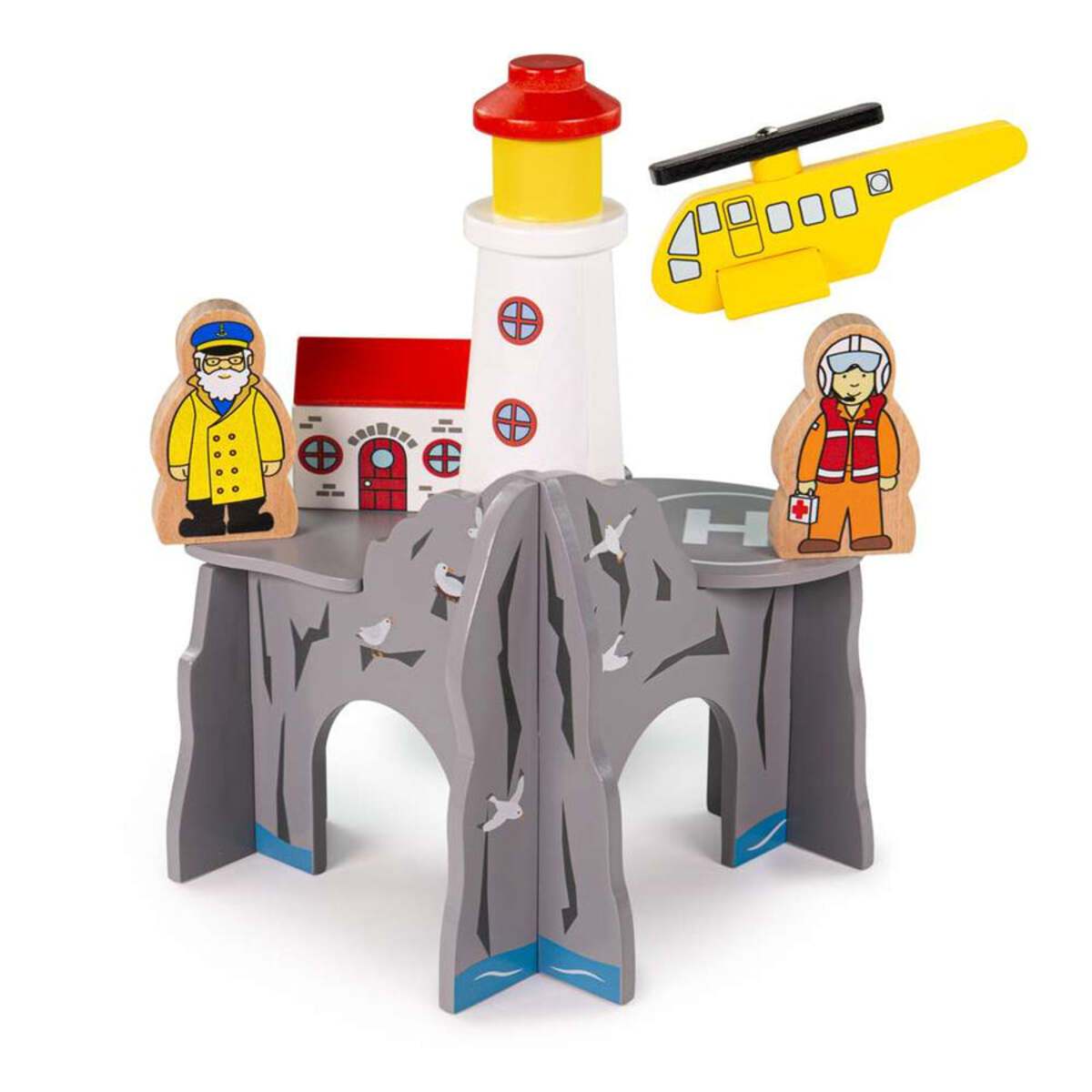 Big Jig Rails BJT283 Wooden Train Lighthouse Four-Way Tunnel Building