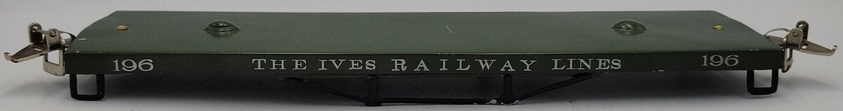 Ives 196-1 Vintage Standard Gauge Green Flatcar Frame with Couplers
