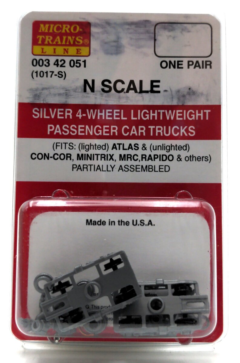 Micro-Trains 1017-S N 4-Wheel Standard Passenger Trucks
