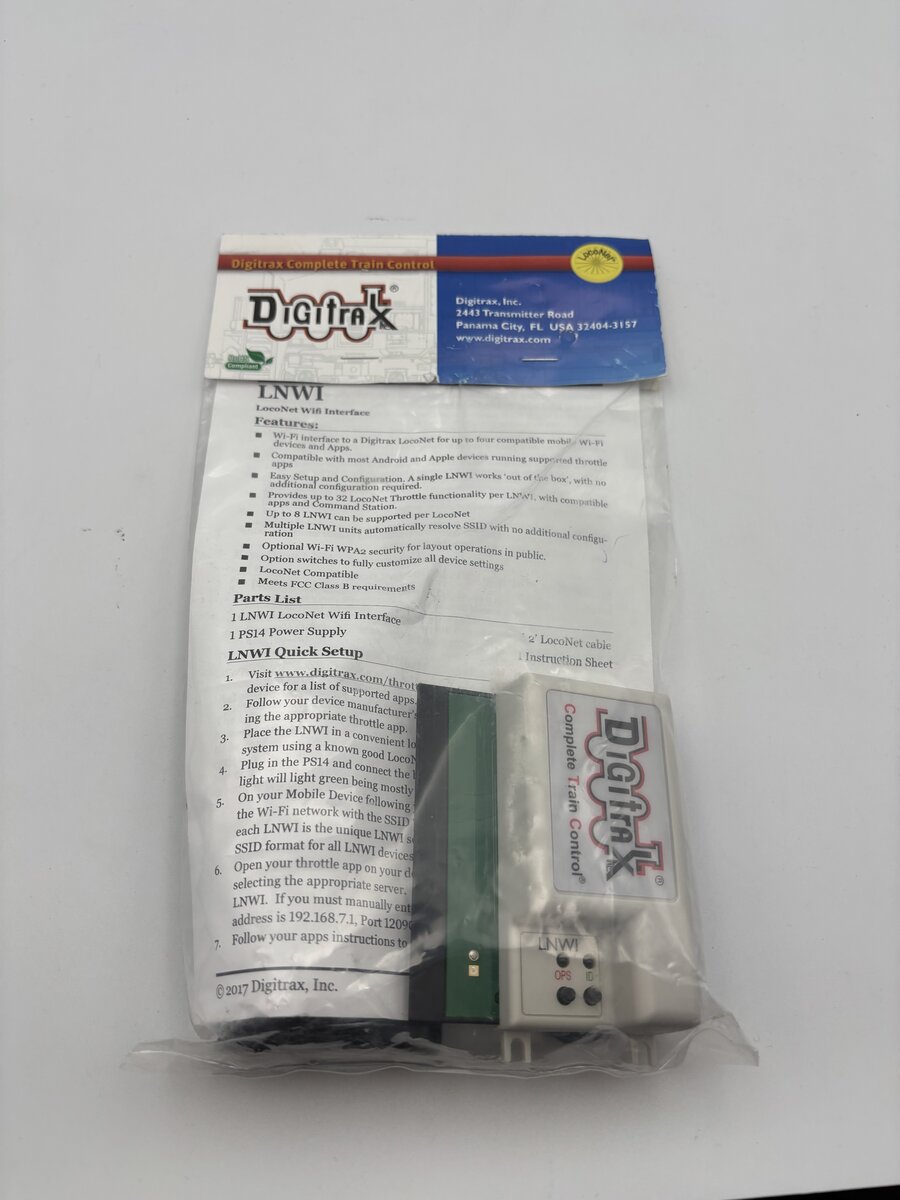 Digitrax LNWI Loco Net Wi Fi Interface With Power Supply and Loco Net Cable