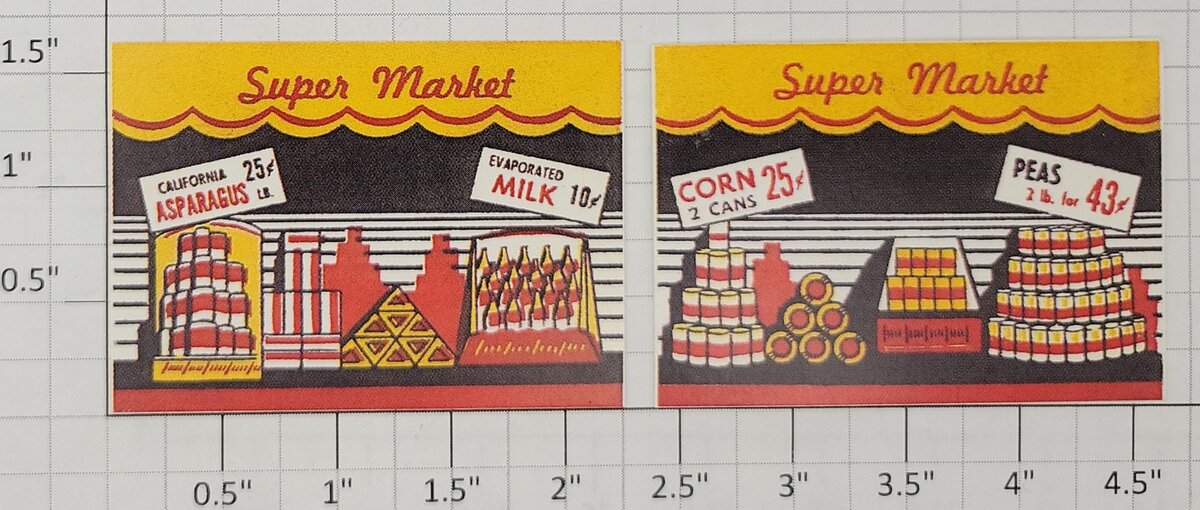 Plasticville PLV0439 Black Background Super Market Window Insert (Set of 2)