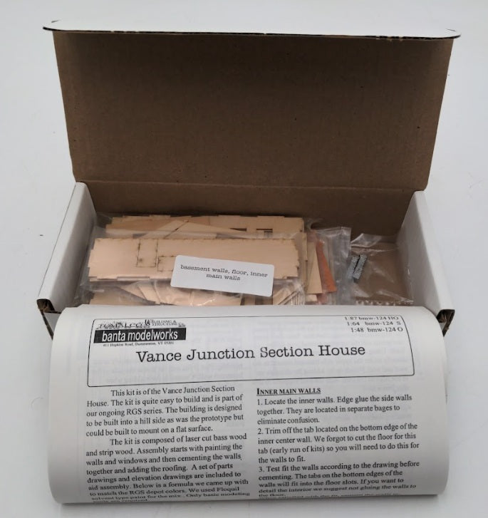 Banta Model Works bmw-124 HO Vance Junction Section House Laser Cut Wood Kit