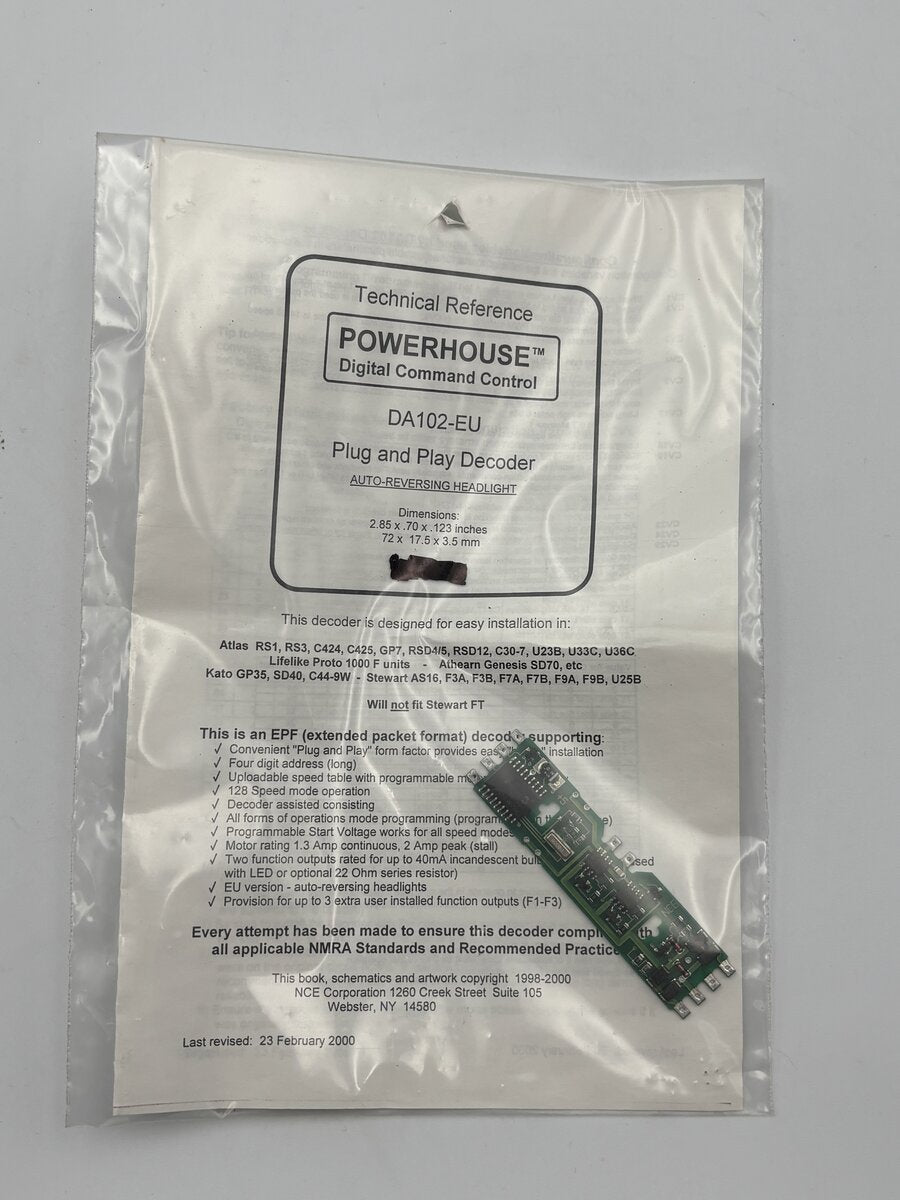 NCE Corporation DA102-EU Master Series Plug And Play Decoder Auto-reversing Head