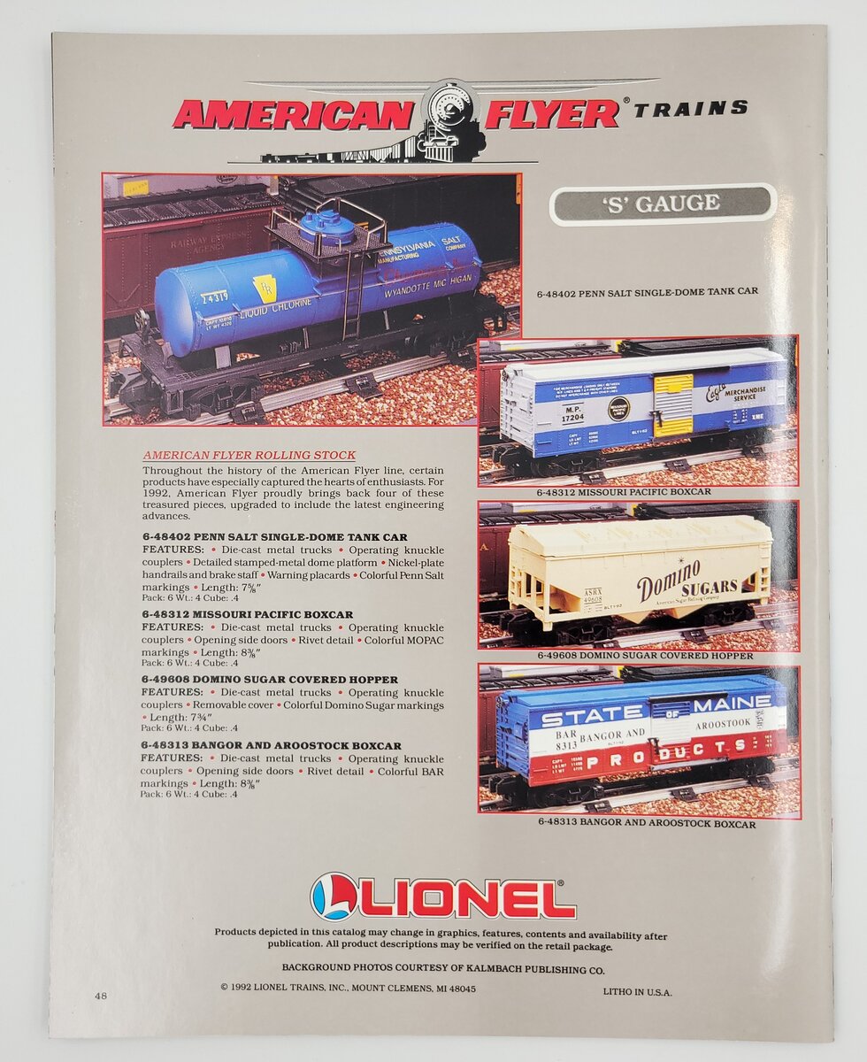 Lionel 1992-B Electric Trains and Accessories 1992 Catalog Book Two