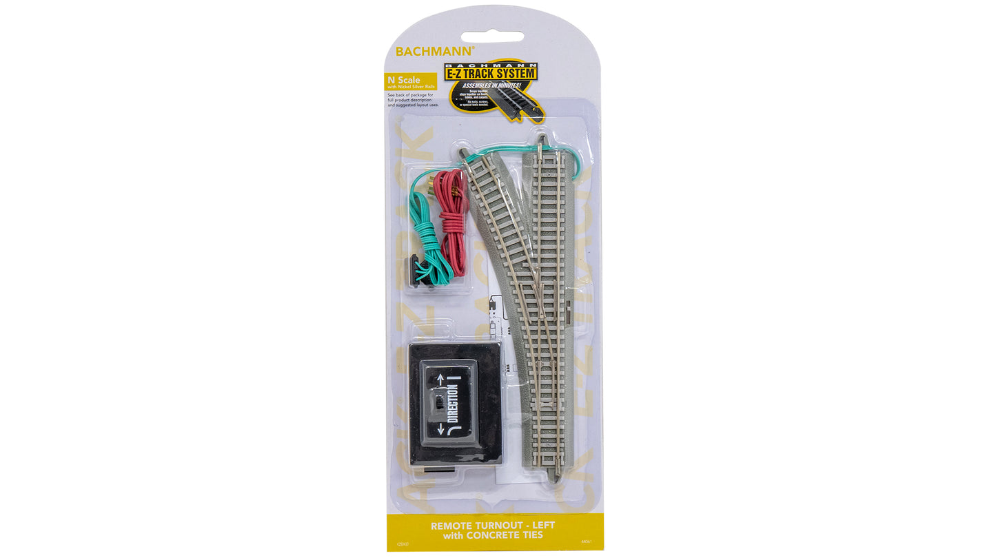 Bachmann 44061 N E-Z Track Remote Left Turnout with Concrete Ties