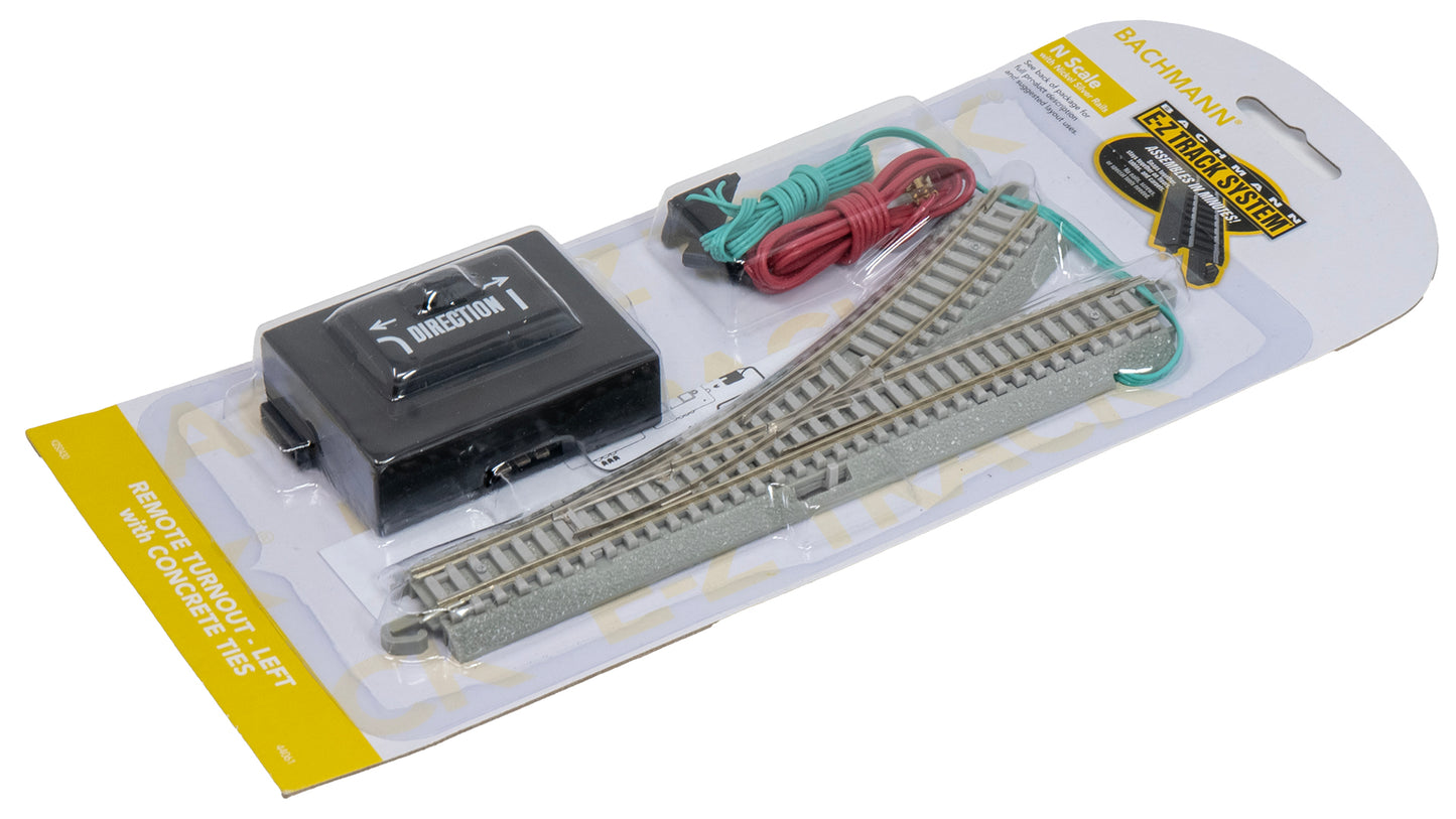 Bachmann 44061 N E-Z Track Remote Left Turnout with Concrete Ties