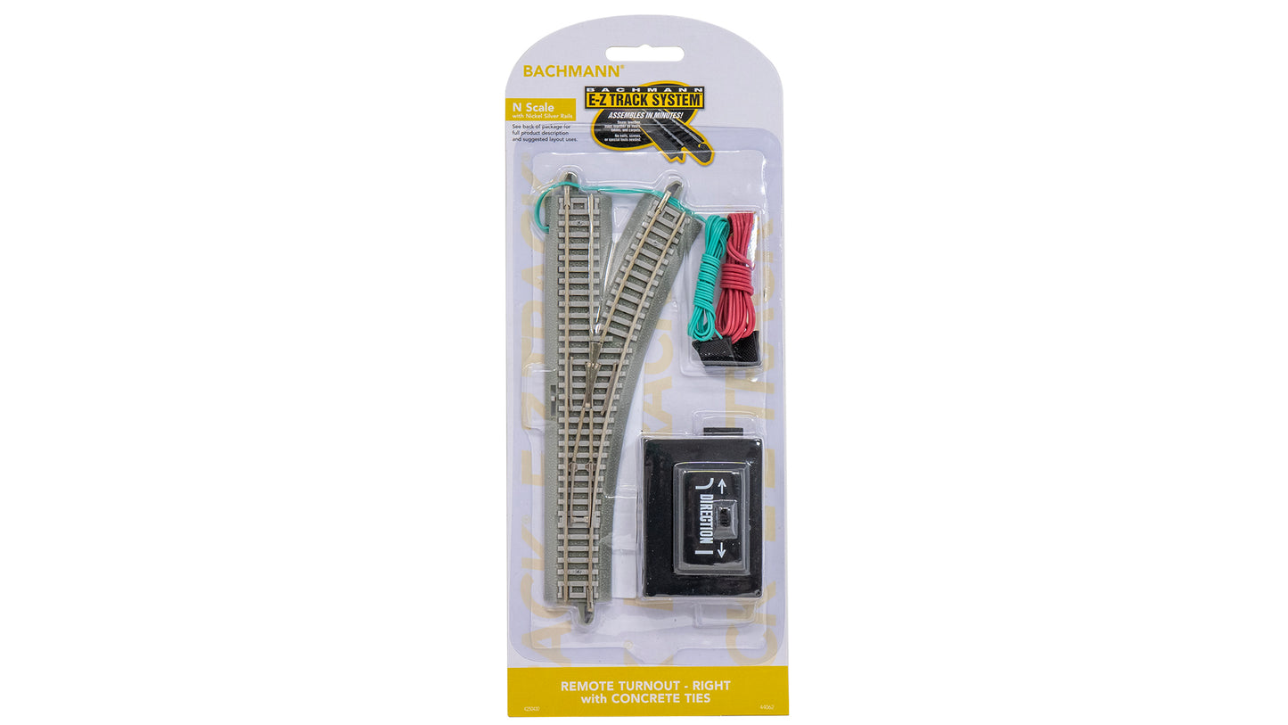 Bachmann 44062 N E-Z Track Remote Right Turnout with Concrete Ties