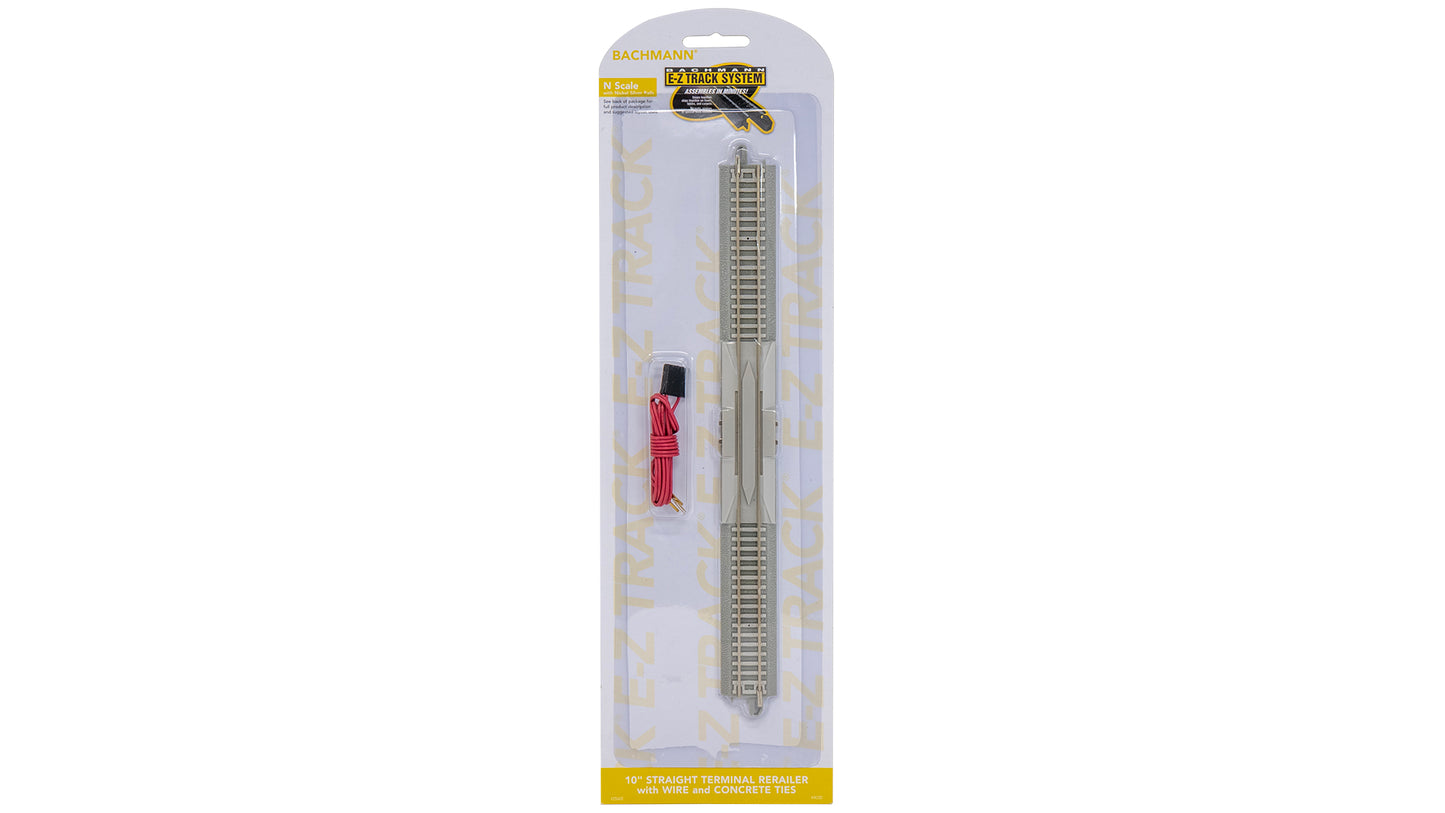 Bachmann 44020 N E-Z Track 10" Straight Terminal Rerailer Wire & Concrete Ties