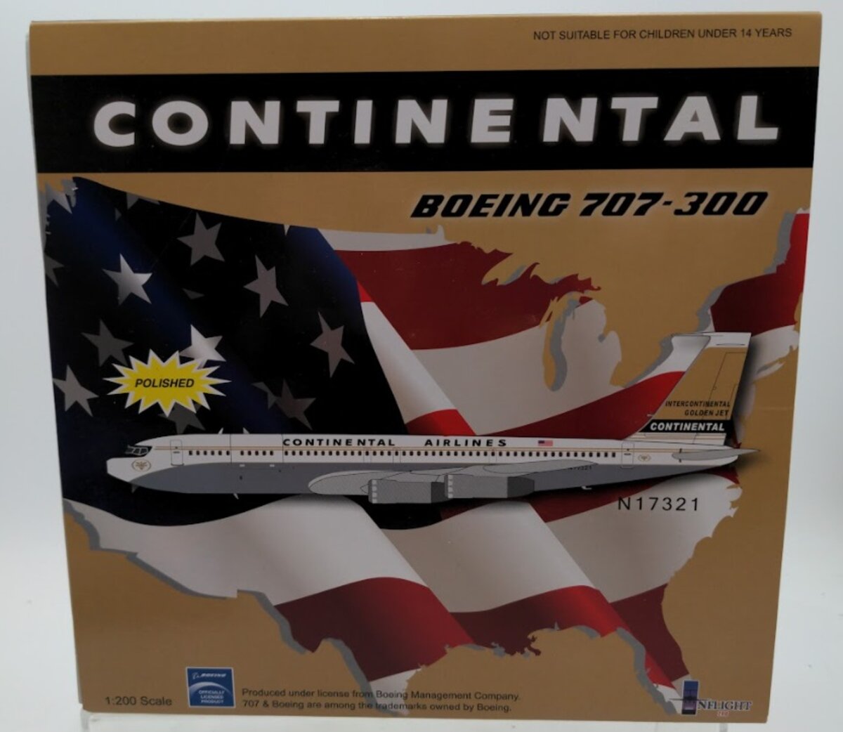 Inflight IF7070811P 1:200 Continental Airlines Boeing 707-300 Polished Plane
