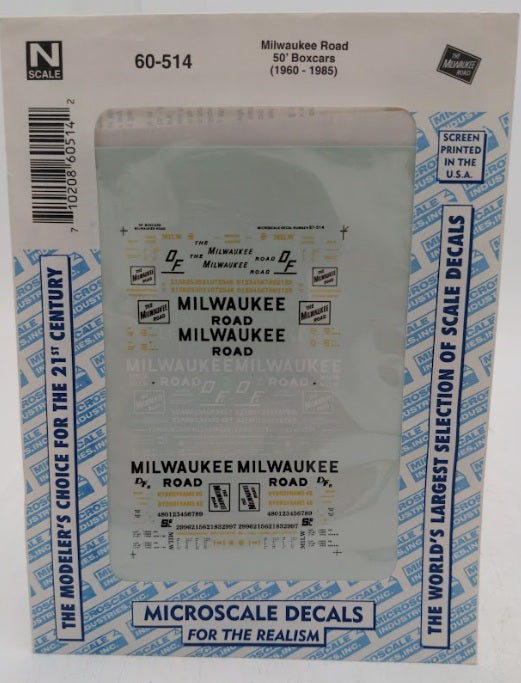 Microscale 60-514 N Scale Milwaukee Road Boxcars 50' 1960-1985 Decals 1-Sheet