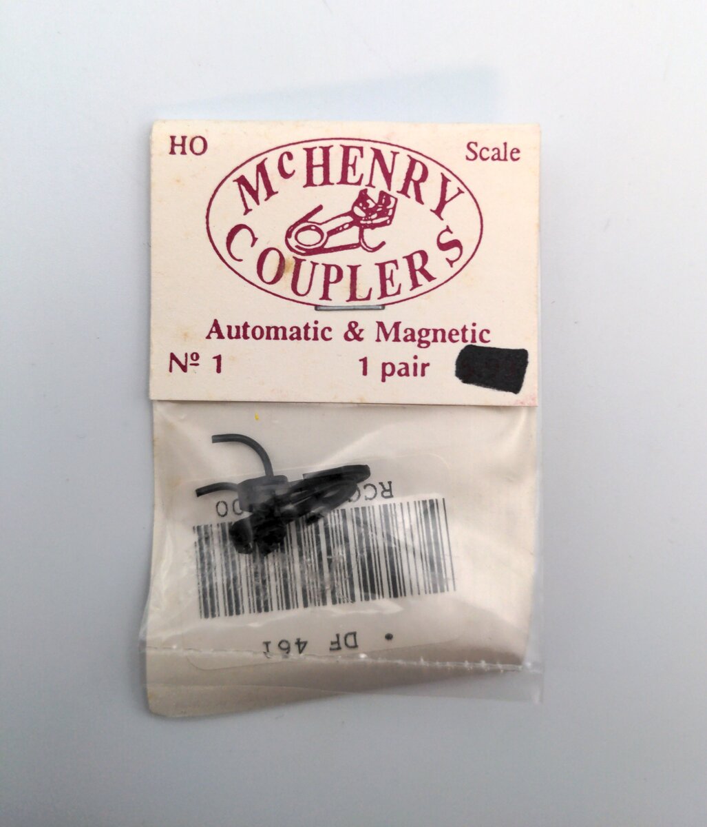 McHenry Couplers 1 HO Black Plastic Automatic/Magnetic Coupler (One Pair)