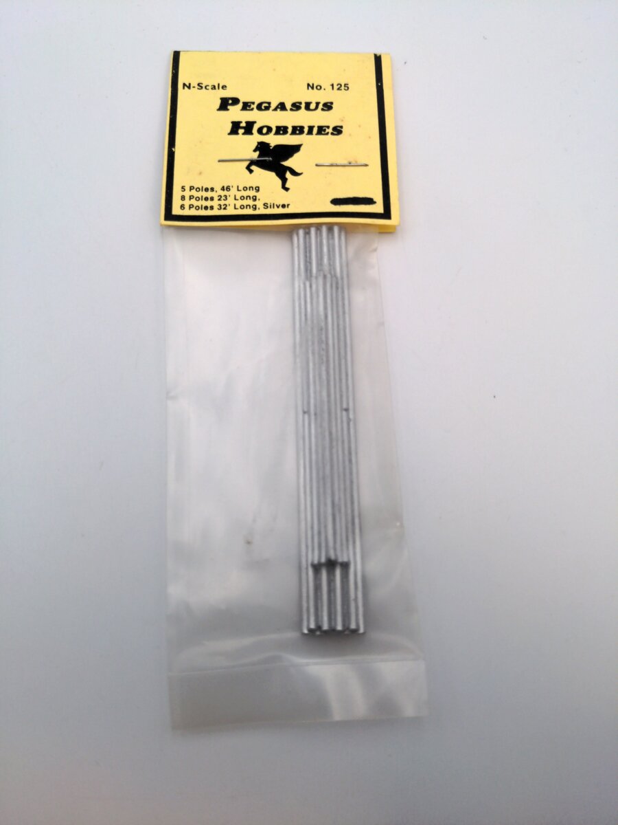 Pegasus Hobby 125 N Scale Assorted Silver Poles (Pack of 19)