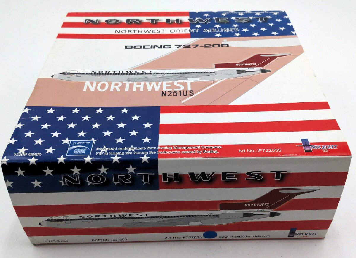 Inflight IF722035 1:200 Scale North West Orient Airlines Boeing 727-200 N251US