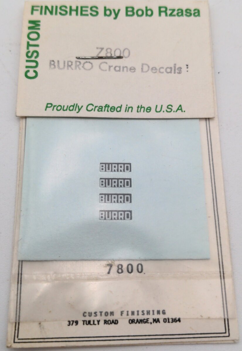 Custom Finishing 7800 Burro Crane Decals
